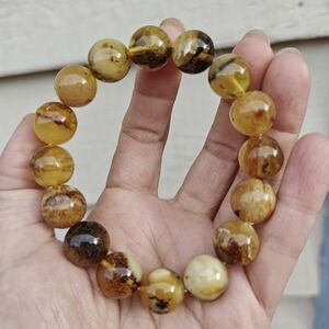131 Distinctive & Colorful: Natural Multi-Tone Amber Chunky Bracelet，big beads
